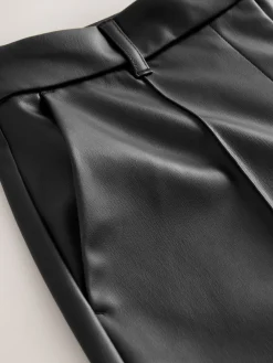 Next Faux Leather Straight Leg Trousers Black