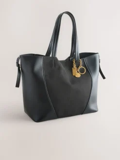 Next Black Faux Suede Mix Charm Shoulder Bag Outlet