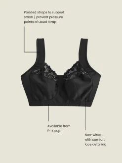 Next F-K Ultimate Comfort Cup Padded Strap Non Pad Non Wired Bra with Side Support Black Hot