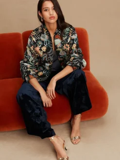 Next Floral Jacquard Bomber Jacket Black Outlet