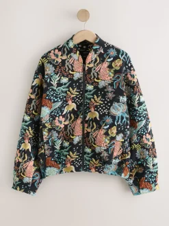 Next Floral Jacquard Bomber Jacket Black Outlet