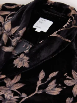 Next Black Floral Print N.Premium Velvet Robe Best