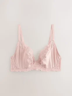 Next Black Floral/Pink DD+ Non Pad Plunge Bras 2 Pack