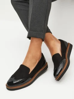 Next Black Forever Comfort® Brogue Detail Chunky Sole Loafers