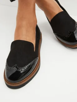 Next Black Forever Comfort® Brogue Detail Chunky Sole Loafers