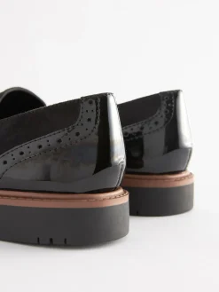 Next Black Forever Comfort® Brogue Detail Chunky Sole Loafers
