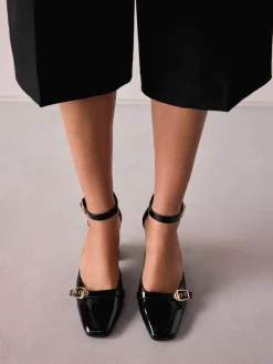 Next Forever Comfort® Buckle Closed Toe Block Heels Black New