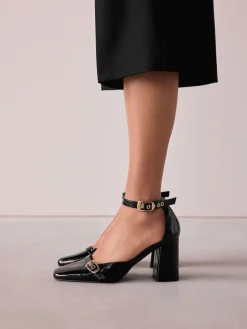 Next Forever Comfort® Buckle Closed Toe Block Heels Black New