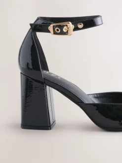 Next Forever Comfort® Buckle Closed Toe Block Heels Black New