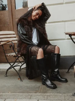 Next Forever Comfort® Knee High Biker Boots Black Outlet