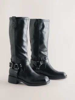 Next Forever Comfort® Knee High Biker Boots Black Outlet