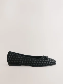 Next Forever Comfort® Leather Weave Ballet Flats Black Hot