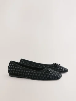 Next Forever Comfort® Leather Weave Ballet Flats Black Hot