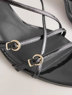 Next Forever Comfort® Multi Buckle Strappy Kitten Heels Black Clearance