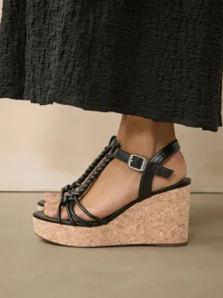 Next Forever Comfort® Plaited Strappy Wedge Heels Black