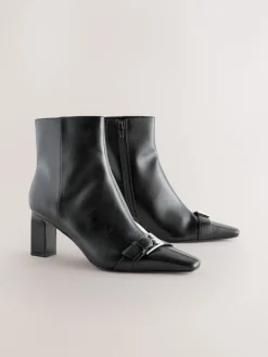 Next Forever Comfort® Point Chisel Toe Block Heel Buckle Detail Boots Black Online