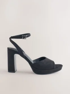 Next Forever Comfort® Round Toe Platform Heeled Sandals Black Hot