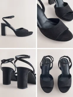 Next Forever Comfort® Round Toe Platform Heeled Sandals Black Hot