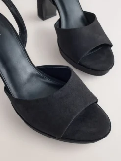 Next Forever Comfort® Round Toe Platform Heeled Sandals Black Hot