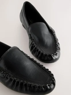 Next Forever Comfort® Soft Ruched Loafers Black New