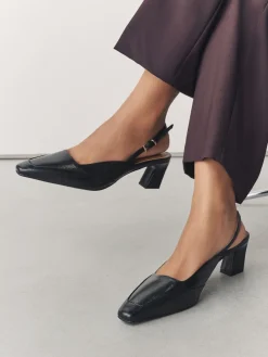 Next Forever Comfort® Square Toe Slingback Heels Black Outlet