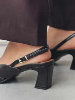 Next Forever Comfort® Square Toe Slingback Heels Black Outlet