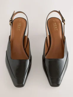 Next Forever Comfort® Square Toe Slingback Heels Black Outlet