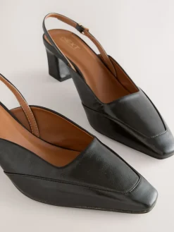 Next Forever Comfort® Square Toe Slingback Heels Black Outlet