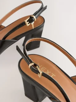 Next Forever Comfort® Square Toe Slingback Heels Black Outlet