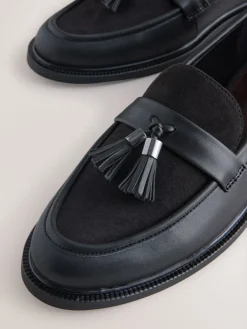 Next Black Forever Comfort Tassel Round Toe Loafers Hot