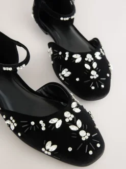 Next Black Forever Comfort® Velvet Embellished Two Part Closed Toe Shoes Sale