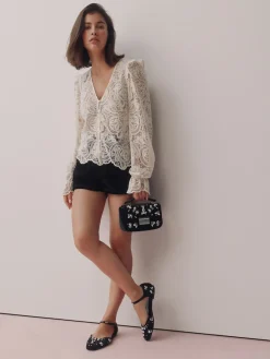 Next Black Forever Comfort® Velvet Embellished Two Part Closed Toe Shoes Sale