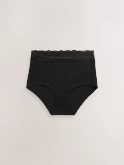Next Full Brief Cotton and Lace Knickers 7 Pack Black Hot