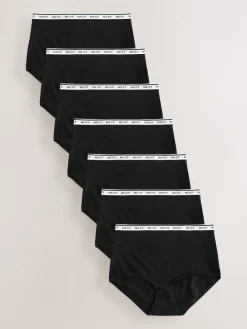 Next Full Brief Cotton Logo Knickers 7 Pack Black Hot
