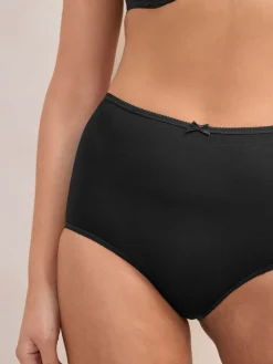 Next Full Brief Cotton Rich Knickers 7 Pack Black Clearance