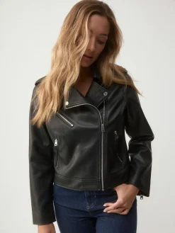 Next Black Fuller Bust Faux Leather Biker Jacket Best