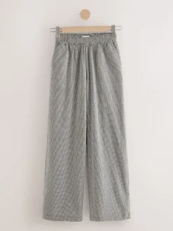 Next Gingham Wide Leg Trousers Black Outlet