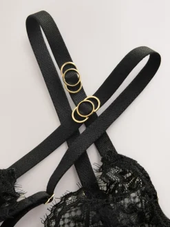 Next Glamour Crotchless Bodysuit Black Clearance