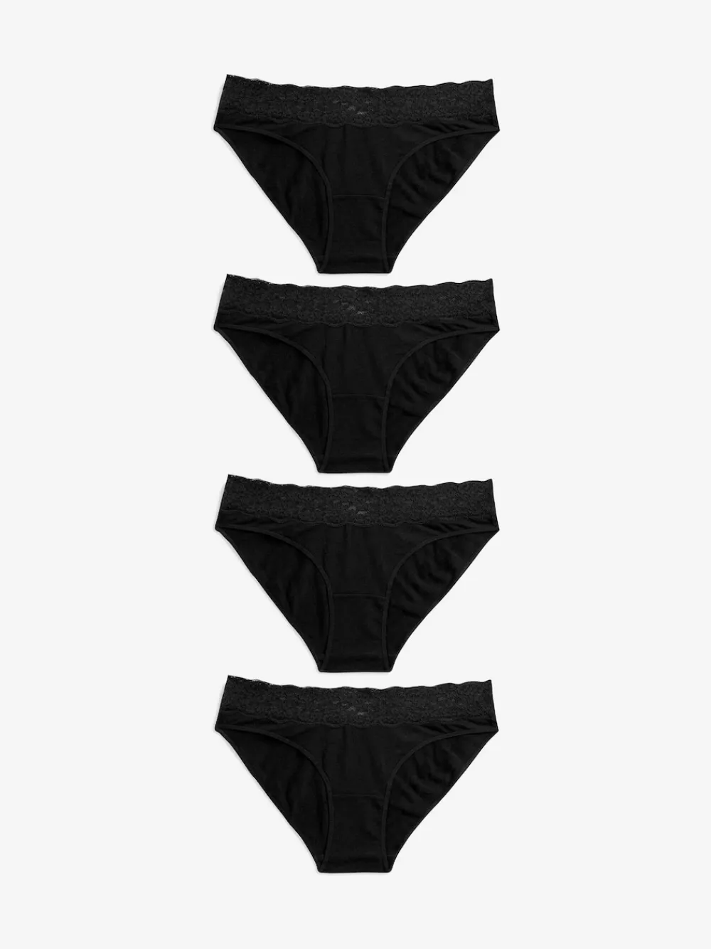 Next Black High Leg Cotton Lace Knickers 4 Pack