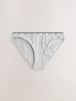 Next Black High Leg Cotton Logo Knickers 10 Pack Clearance