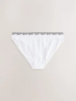 Next Black High Leg Cotton Logo Knickers 10 Pack Clearance