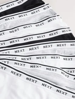 Next Black High Leg Cotton Logo Knickers 10 Pack Clearance