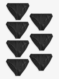 Next High Leg Cotton Rich Knickers 7 Pack Black Hot