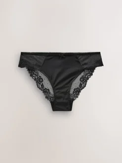 Next High Leg Mesh & Lace Knickers Black Online
