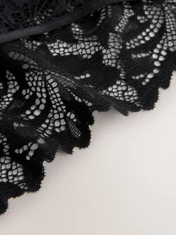 Next Black High Leg Ultimate Comfort Lace Knickers 7 Pack Outlet