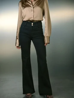 Next High Rise Stretch Flare Jeans Black Online