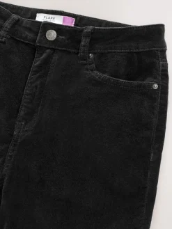 Next High Rise Velvet Cord Flare Jeans Black Sale