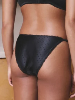 Next High Shine Spot Tanga Knickers Black Online