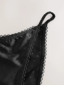 Next High Shine Spot Tanga Knickers Black Online