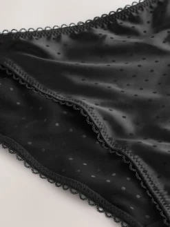 Next High Shine Spot Tanga Knickers Black Online